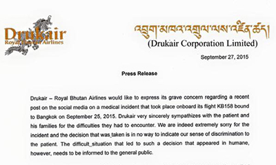 Drukair's press release