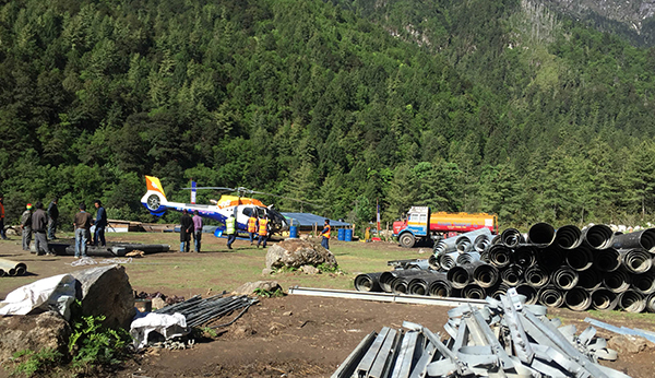 Bhutan Helicopter Services undertakes lifting operation