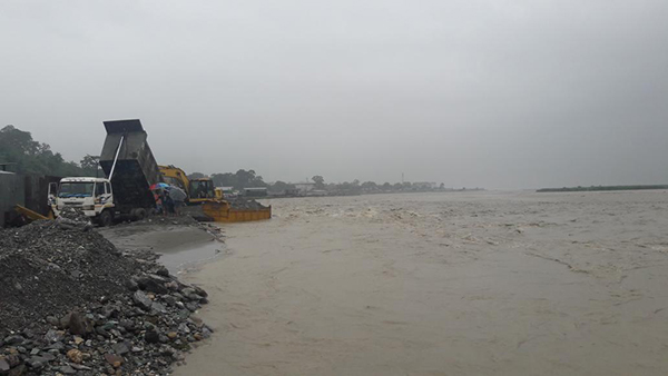Settlement along Amochhu flooded