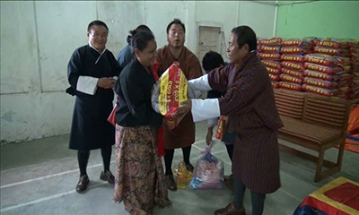 His Majesty grants food items to flood victims of Sarpang-