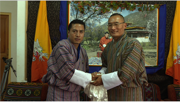 PDP's candidate, Tshering with the Prime Minister