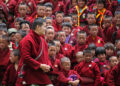 His Majesty interacts with people of Sakteng Gewog