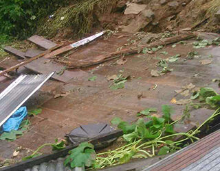 Landslide damages huts in Tronga