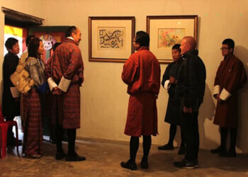 French artist exhibiting his work in Trashi Yangtse