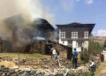 Traditional house catches fire in Paro