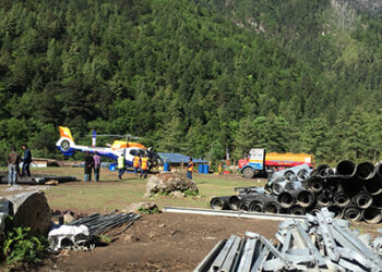 Bhutan Helicopter Services undertakes lifting operation