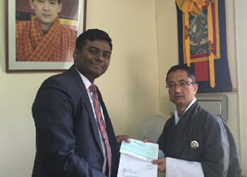 Indian Embassy hands over a cheque of Nu 425 M