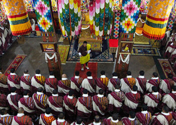 His Majesty grants Dhar and Kabney to the newly elected Gups