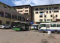 Staff of city bus service clean city bus terminals