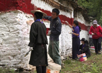 After Chhukha & Paro, volunteers whitewash chortens in Thimphu