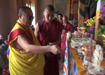 His Holiness performs thruesel at Dramar where Yum Jumma Lhazey statue is being built