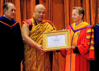 Tshulag Lopen honoured with peace award and honorary doctorate
