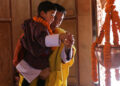 His Majesty The King offers prayers at Shivalaya Mandir
