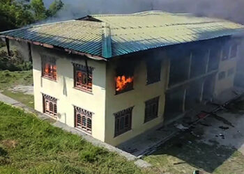 Fire destroys boys’ hostel of Yurung Central School