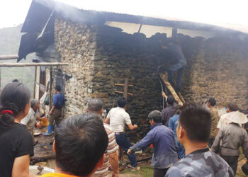 House partially damaged in Pekchurung, Monggar.