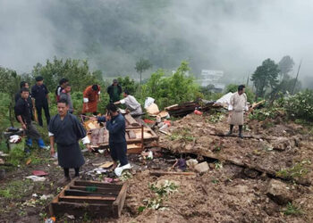 Landslide damages hut in Monggar