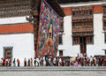 His Majesty offers prayers at Tashichhodzong on Duechen Nga Zom