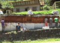 Chortens whitewashing, a voluntary project