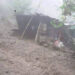 Landslide damages a hut in Shumar Gewog