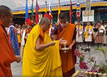 His Holiness the Je Khenpo presides over Sangay Menlha Drupchen
