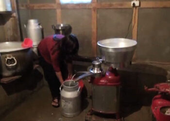 A milk-processing centre business slows down in winter, Lhuentse