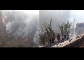 Forest fire in Samkhar Gewog