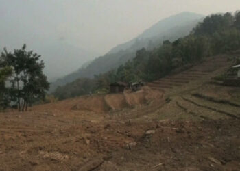 Turning slopes into arable fields, Goshing in Zhemgang