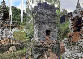 Three Chortens vandalised in Bjoka, Zhemgang