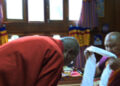 Dorji Lopen confers tashi lekdhar to the new Lam of Lungchutse temple in Thimphu