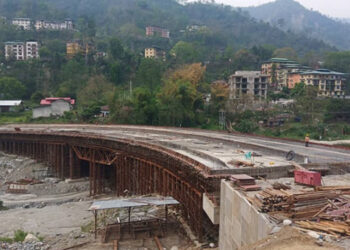 Construction of bridge under northern bypass road in Phuentshogling progressing well