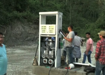 The breaking down of fuel station at Tungkutenpa in Panbang continues