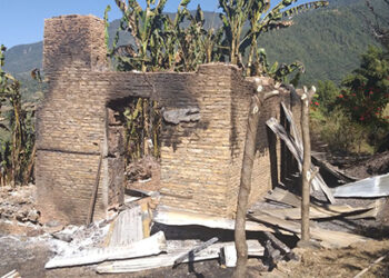 Fire destroys a traditional house, Pema Gatshel