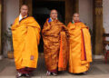 His Holiness the Je Khenpo confers tashi lekdhar to the new Tsugla Lopen, Yonten Lopen and Getsho Lopen