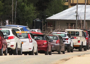 Thimphu’s traffic congestion worsened by the ongoing widening work along Zilukha-Hejo road