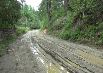 People in Dhur wait for the blacktopping of their farm road- Bumthang