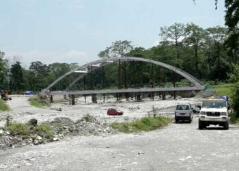 Four-lane arch bridge over Aipoli stream along Gelephu-Sarpang highway