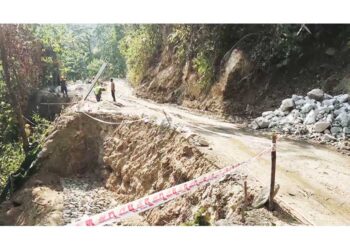 Slow blacktopping work progress of Bjoka gewog centre road irks residents