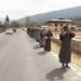 Chithuen Phendhey members prostrate Changchag from Kyidchhu to Taktshang