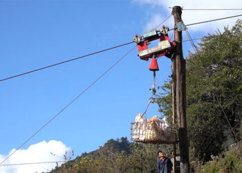 Rickety cable crane hinders Rigsum Goenpa renovation