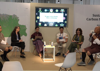 Bhutan Pavilion discusses rapid glacier melting and impact on mountain communities