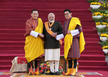 His Majesty The King presents Order of the Druk Gyalpo to PM Modi