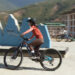 Four Bhutanese women undergoing training to become professional mountain bike guides