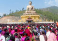 Thousands gathered at Kuenselphodrang to receive blessings from His Holiness the Je Khenpo and sacred relics from Thailand