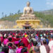 Thousands gathered at Kuenselphodrang to receive blessings from His Holiness the Je Khenpo and sacred relics from Thailand