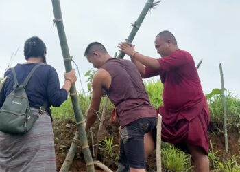 Officials continue soil stabilisation efforts at Pachugang, Phuentshogling