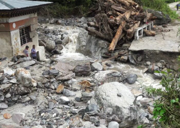 Punakha’s Damkhi-Rinakha Chiwog cut off after flash flood destroys only access road, residents urge immediate restoration