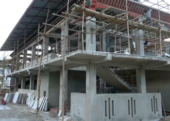New market shed under construction for farmers nearby Denchi, Pema Gatshel