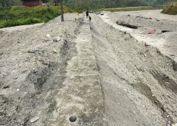 River protection walls constructed to prevent Joyey Khola floods in India
