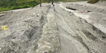River protection walls constructed to prevent Joyey Khola floods in India
