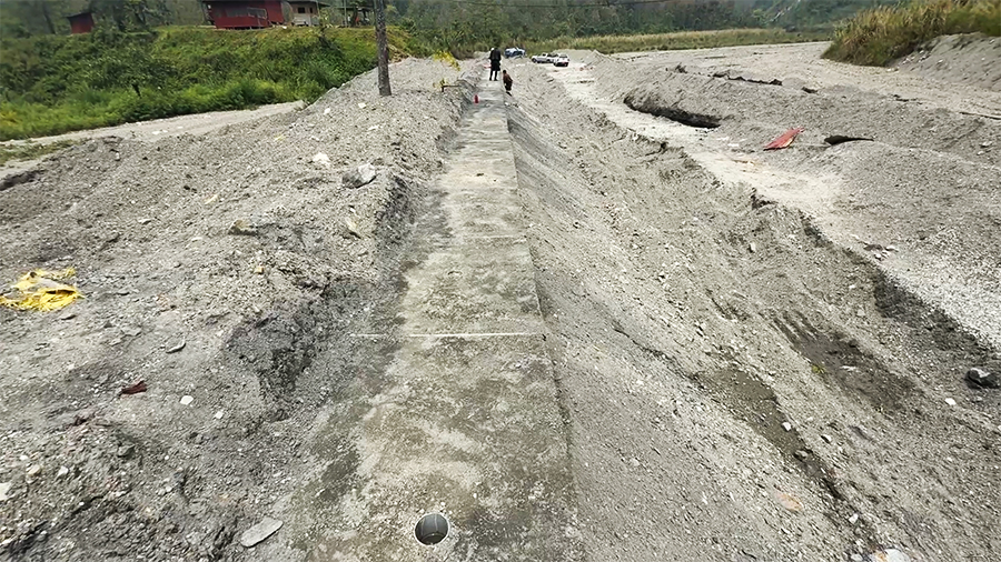 River protection walls constructed to prevent Joyey Khola floods in India